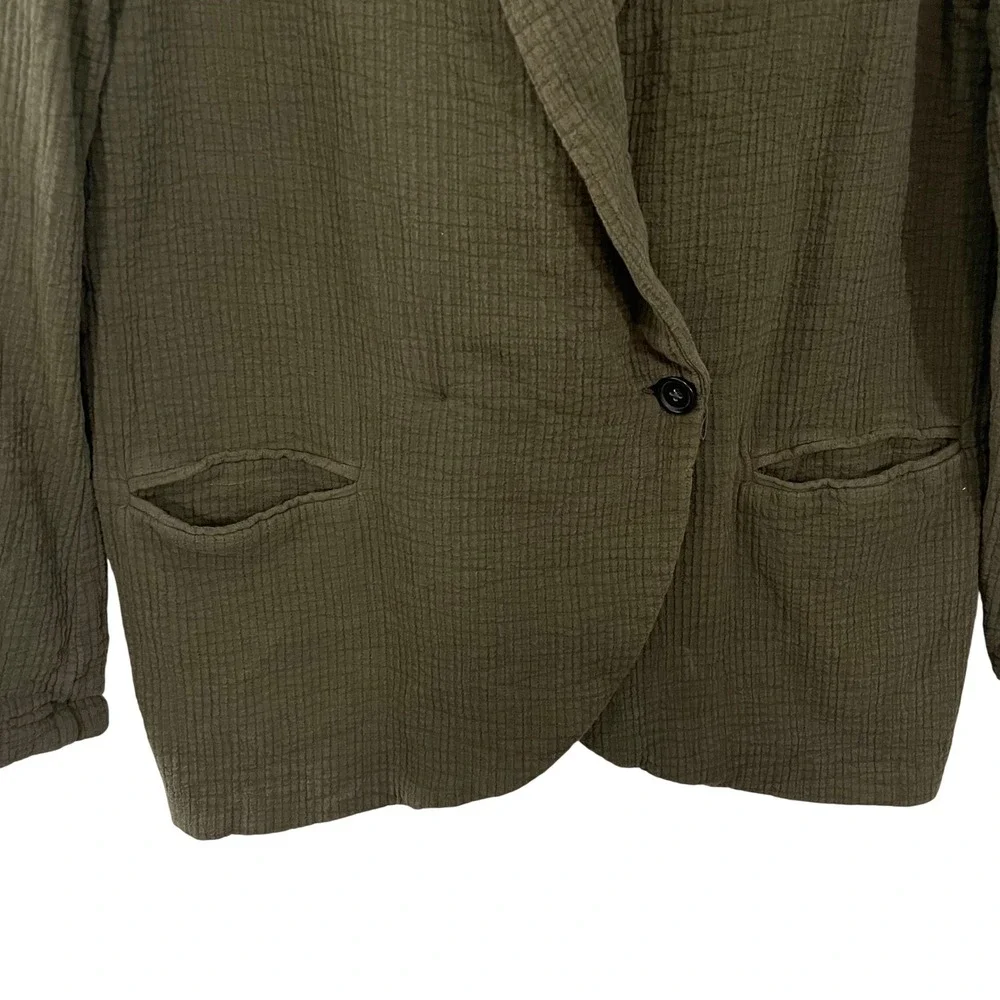 Free People Rowan Dark Olive Green Gauze Cotton Blazer‎ SMALL Jacket OB1112308